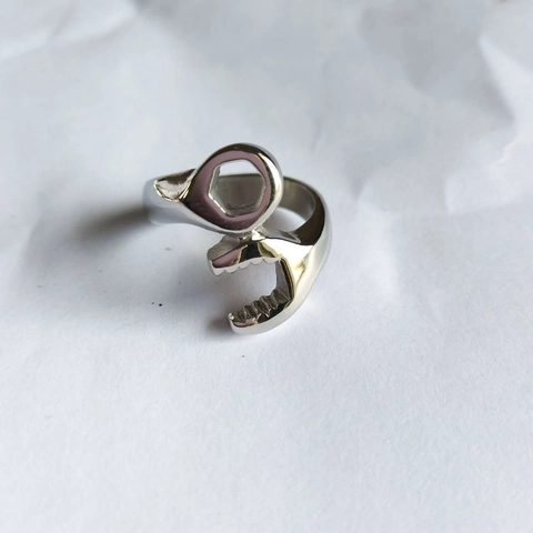 Wrench Ring For Men Stainless Steel Industrial Punk Biker Jewelry Creative Tool Shape Nut Finger Ring Novelty