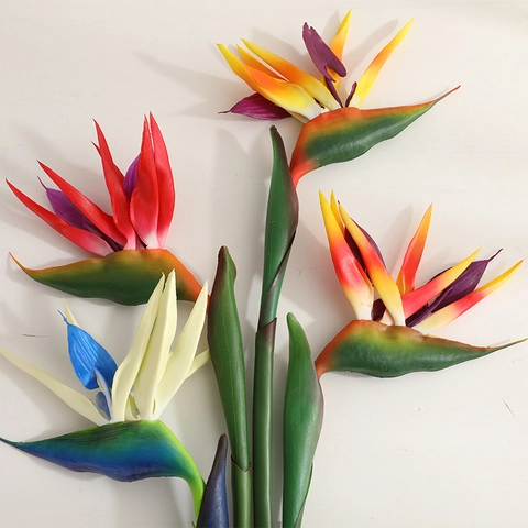 Artificial Bird Of Paradise Flower Real Touch Plastic Strelitzia Single Stem For Home Decoration Wedding Party Natural Style