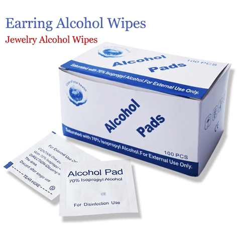 Alcohol Pads 70% Isopropyl Alcohol Disinfection Wipes Wrapped For Earring Piercing Care Jewelry Cleaning Sterile Prep