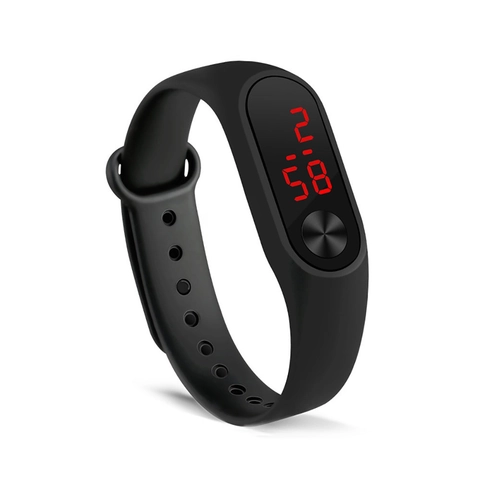 Fashion LED Digital Sports Watch With Adjustable Silicone Strap Slim Electronic Bracelet For Men Women Students Casual