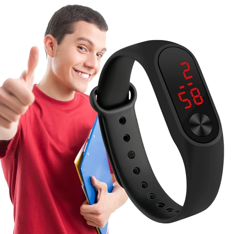 Reloj Digital LED Correa De Silicona Pulsera Deportiva Electrónica Botón Táctil Reloj De Moda Para Estudiantes