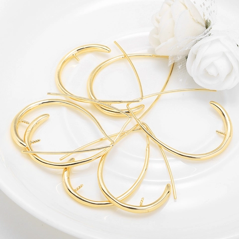 Gold Plated Copper Geometric Earring Findings DIY Jewelry Making Components Simple Minimalist Heart Hoop Teardrop Accessories