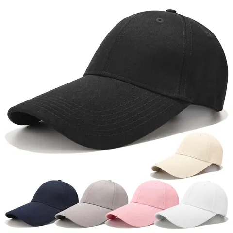Solid Color Cotton Baseball Cap With Extended Brim Adjustable Buckle Breathable Mesh Trucker Hat For Sun Protection