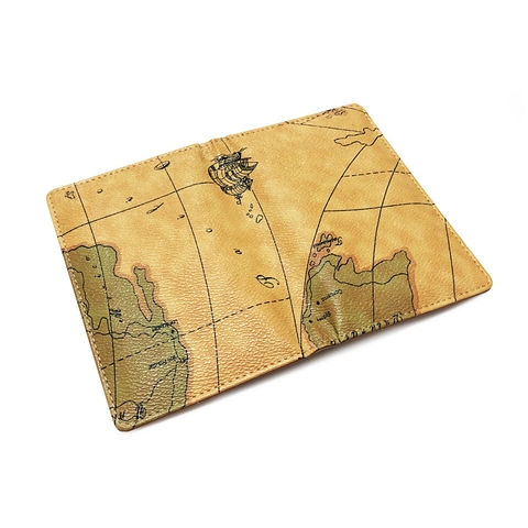 Vintage Weltkarte Muster PU Leder Reisepasshülle Reisedokumentenmappe Kartenhalter Unisex Funktionaler Schutz