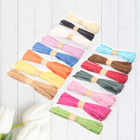 Raffia Paper Ribbon Eco Friendly Hand Woven Colorful Craft Rope For Gift Wrapping DIY Decoration