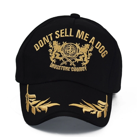 Baseball Cap Cotton Twill Gold Lion Embroidery Laurel Leaf Pattern Vintage Adjustable Unisex Hip Hop Sun Hat
