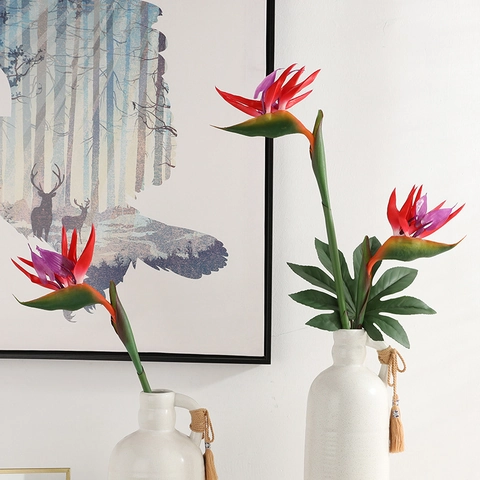 Artificial Bird Of Paradise Flower Real Touch Plastic Strelitzia Single Stem For Home Decoration Wedding Party Natural Style