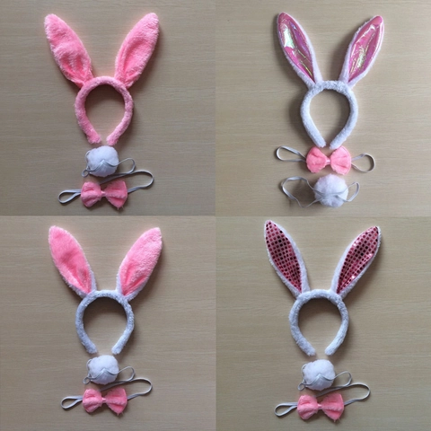 Cerchietto Con Orecchie Di Coniglio In Peluche Papillon E Coda Accessori Per Costume Da Festa Performance Halloween