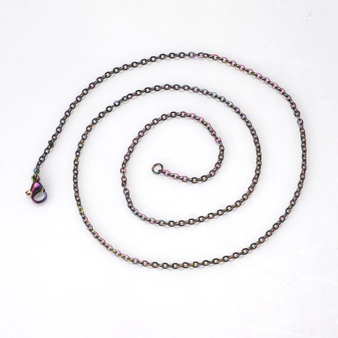Collar De Cadena Cruzada Cuadrada De Acero Inoxidable Arcoíris Joyas De Moda Multicolor