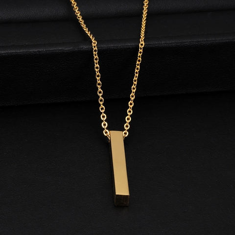 Stainless Steel Bar Pendant Necklace Minimalist Geometric Vertical Column Necklaces For Women Men Fashion Jewelry