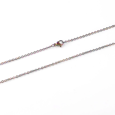 Collar De Cadena Cruzada Cuadrada De Acero Inoxidable Arcoíris Joyas De Moda Multicolor
