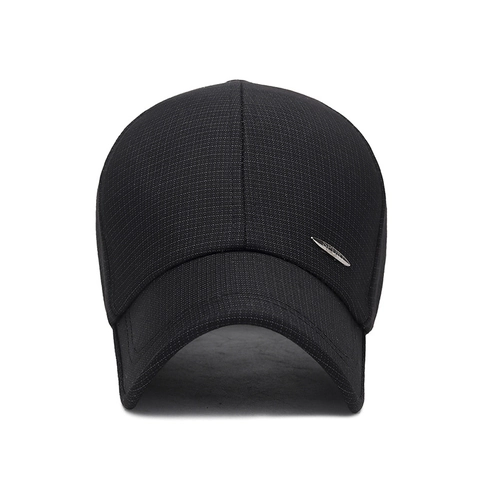 Baseball Cap Cotton Grid Pattern Breathable Adjustable Metal Decoration Outdoor Sport Casual Sun Hat