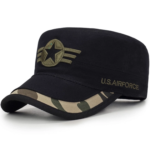 Berretto Militare Cadet Da Uomo Tela Cappello Piatto Bordo Camuffamento Regolabile Protezione Solare Outdoor Stile Esercito