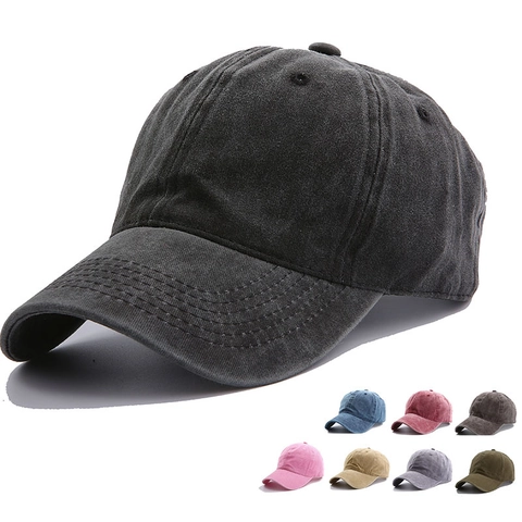 Gorra De Béisbol Unisex De Algodón Lavado Vintage Distressed Lisa Ajustable Visera Curva Sombrero De Sol Al Aire Libre