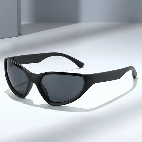 Y2K Cat Eye Sport Sonnenbrille Wrap Around UV400 Halbrahmen Radsport Brille Für Outdoor Mode Damen Herren PC Material