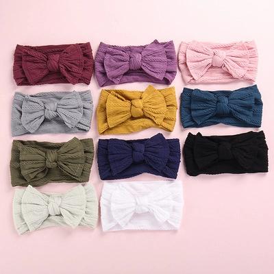 Baby Kinder Schleife Stirnbänder Weich Elastisch Nylon Zopfmuster Breit Turban Haarbänder Für Kleinkinder Neugeborene Mädchen Sport Haarschmuck