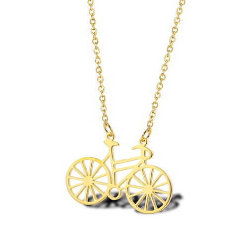 Collana con Ciondolo a Bicicletta Minimalista in Acciaio al Titanio per Donna Elegante Placcato in Oro 18K Gioielli da Ciclista Cavo Regalo
