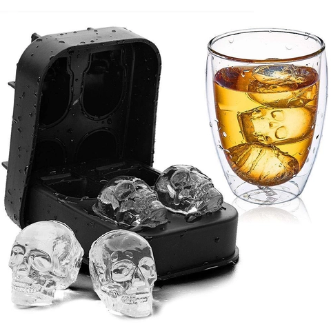 Molde De Silicona Para Cubitos De Hielo Forma Calavera DIY Flexible Para Whisky Cócteles Bar Fiesta Halloween Negro