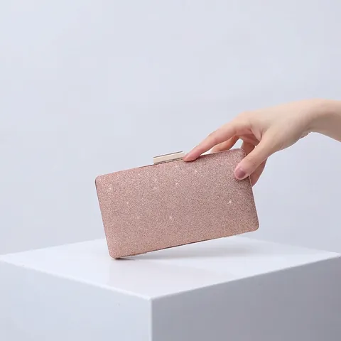 Glitter Evening Clutch Bag Hard Shell Sparkling Party Wedding With Detachable Chain Strap Metal Clasp Elegant Purse