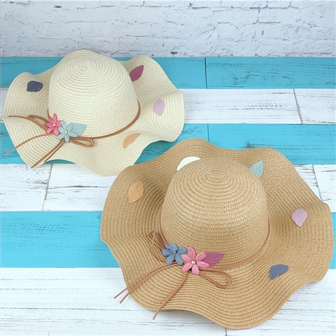 Women Straw Sun Hat Wide Wavy Brim Foldable Flower Bow Decor Summer Beach Travel UV Protection Elegant