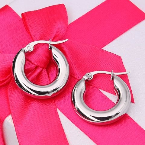 Orecchini A Cerchio Spessi Acciaio Inossidabile Lucido Minimalista Geometrico Tondo Cerchio Gioielli Moda Per Donna Uomo