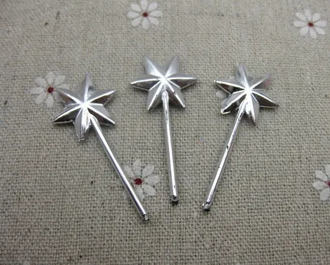 Electroplated Plastic Star Sticks Pentagram Hexagram DIY Craft Accessory Christmas Tree Decor Gold Silver Fairy Wand