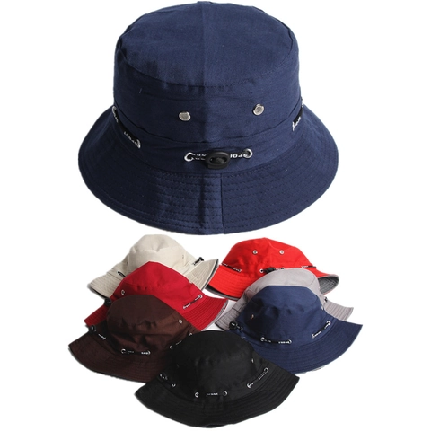 Bucket Hat Cotton Polyester Reversible Sun Protection Outdoor Travel Casual Sport Men Women Adjustable Drawstring Breathable