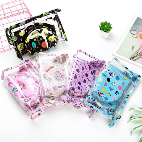 Grande Borsa In PVC Trasparente Astuccio Rettangolare In Ecopelle Stampata E Custodia Semicircolare Organizzatore Cosmetici Viaggio