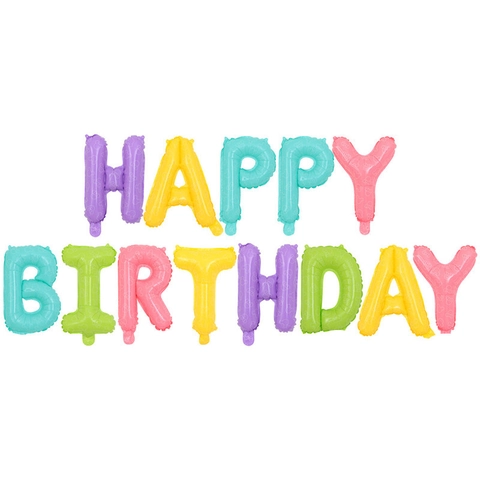 Happy Birthday Letter Balloons Aluminium Foil Gradient Macaron Metallic Shine Hanging Party Celebration Decoration Colorful Festive Elegant