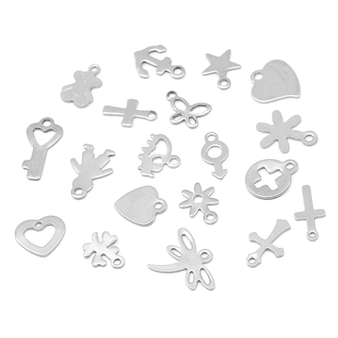Mini Ciondoli Acciaio Inossidabile Accessori Gioielli Fai Da Te Forma Cuore Stella Croce Ancora Per Bracciale Orecchino