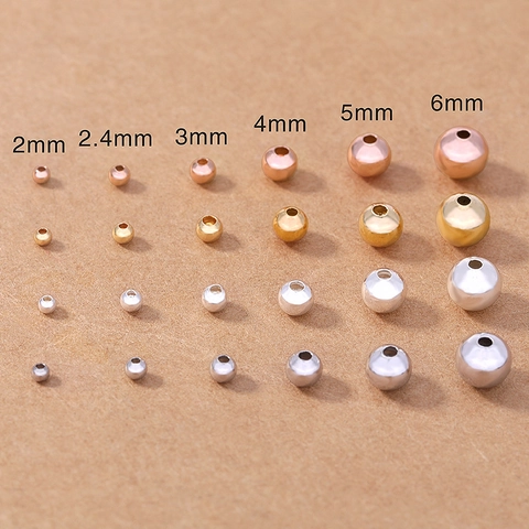 Round Metal Spacer Beads Electroplated Smooth Loose Beads For DIY Jewelry Making Necklaces Bracelets Accessories