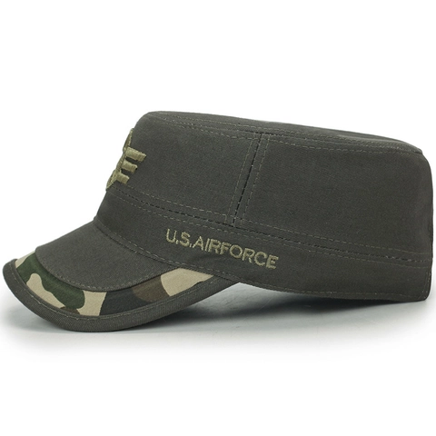 Berretto Militare Cadet Da Uomo Tela Cappello Piatto Bordo Camuffamento Regolabile Protezione Solare Outdoor Stile Esercito