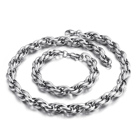 Touwketting Halsketting Titanium Roestvrij Staal Zwaar Punk Hiphop Sieraden Voor Heren Goud Zilver Zwart Gegalvaniseerd
