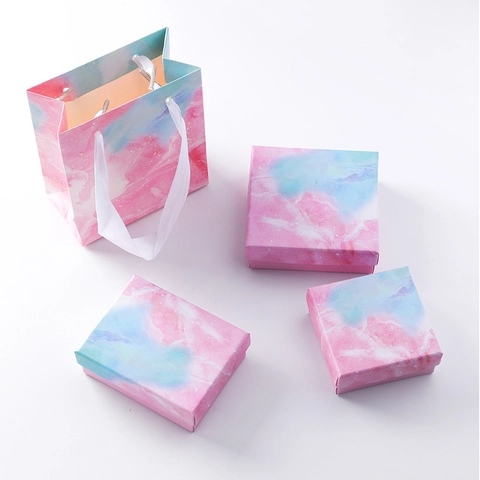 Elegante Schmuckschatulle Aus Papier Mit Marmormuster Für Ringe Ohrringe Halsketten Verpackung Moderne Minimalistische Kleine Box
