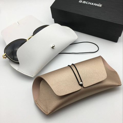 Custodia Per Occhiali In Morbida Pelle PU Portatile Astuccio Per Occhiali Da Sole Vintage Con Chiusura Elastica