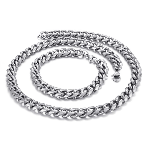 Fashion Stainless Steel Cuban Link Chain Necklace For Men Women Punk Hip Hop Jewelry Golden Silver Black Plated Neck Chain Accessory Gift