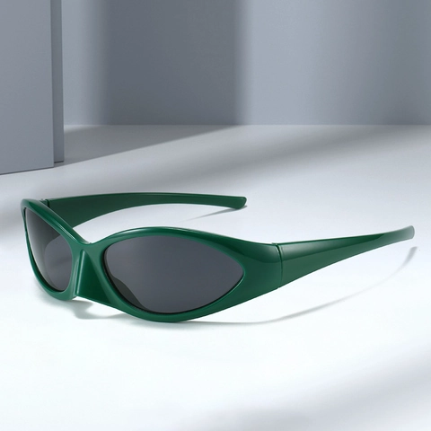 Y2K Retro Sport Sonnenbrille Wraparound UV400 Schutz Cat Eye Zukunft Stil PC Rahmen Und Gläser Für Outdoor Mode Unisex