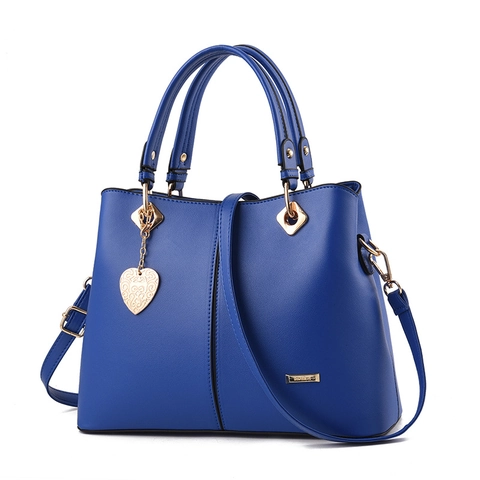 Damen Handtasche Große Kapazität PU Leder Litschi Muster Schulter Umhängetasche Mit Herzanhänger Goldene Hardware Mode