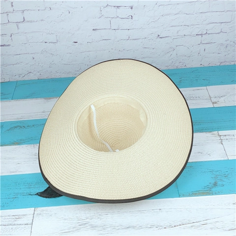 Women Summer Wide Brim Straw Hat Woven Foldable Sun Protection Beach Vacation Hat With Chiffon Ribbon Bow Elegant Pastoral