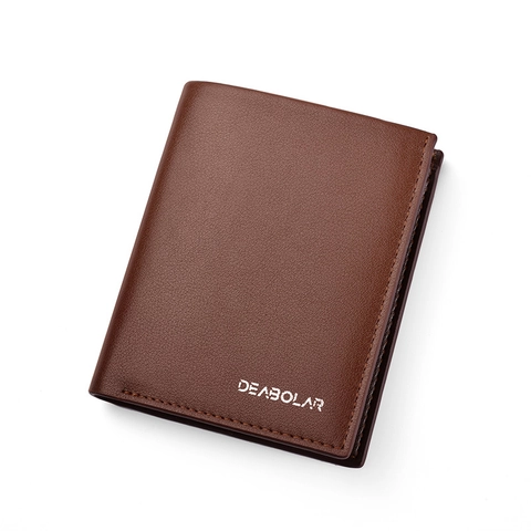 Men Short Wallet PU Leather Bifold Card Holder With ID Window Snap Coin Pocket Business Casual Multi-Slot Purse