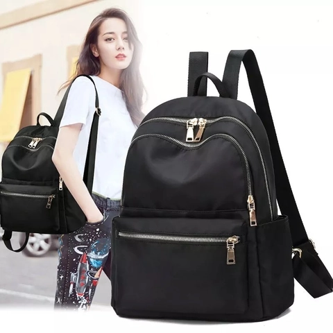 Zaino In Nylon Oxford Impermeabile Grande Capacità Multi Tasche Viaggio Scuola Stile Urbano Semplice Donne