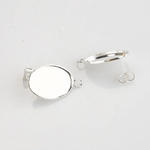 Basi Per Orecchini Ovali In Acciaio Inossidabile Per DIY Creazione Gioielli Castoni Per Cabochon Con Occhiello Placcato Argento