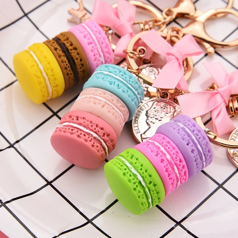 Portachiavi Torta Macaron Lega Torre Eiffel Ciondolo Moneta Fiocco Rosa Carino Dolce Accessorio Borsa Argilla Polimerica