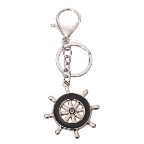Porte-clés Nautique en Alliage de Style Méditerranéen Voilier Ancre Gouvernail Anneau Porte-clés en Métal Cadeau Homme Femme