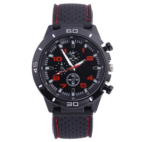 Men Quartz Sport Watch With Silicone Strap Japan Movement Luminous Analog Casual Wristwatch Plastic Case Round Dial