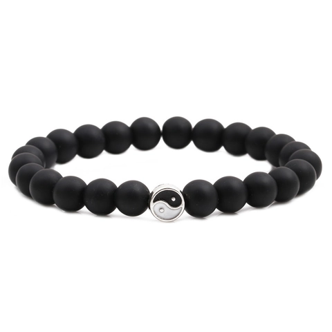 Natural Stone Beaded Bracelets With Copper Yin Yang Tai Chi Charm For Couples Yoga Healing Jewelry Men Women