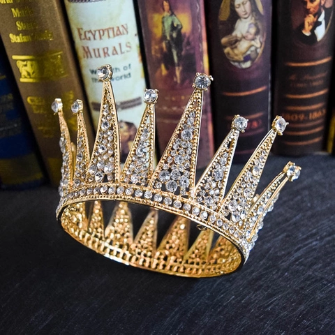 Vintage European Style Bridal Crown Full Round Tiara Shiny Rhinestone Alloy Hair Accessories For Wedding Princess