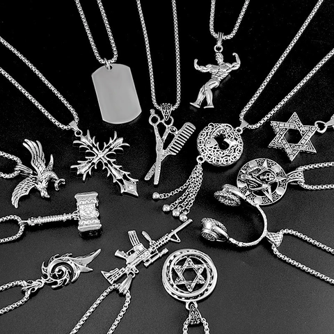 Men Pendant Necklace Vintage Hip Hop Gothic Punk Style Stainless Steel Alloy Jewelry Accessory Gift For Man Daily Wear