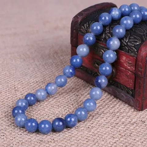 Natuurlijke Blauwe Aventurijn Steen Ronde Losse Kralen Glad Gepolijst Edelsteen Voor DIY Sieraden Maken Armband Ketting