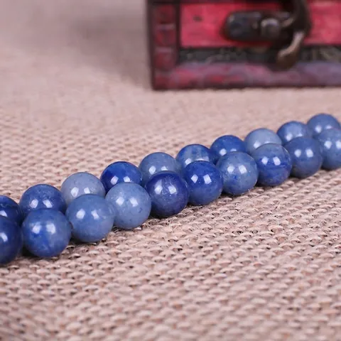Natural Blue Aventurine Stone Round Loose Beads Smooth Polished Gemstone For DIY Jewelry Making Bracelet Necklace